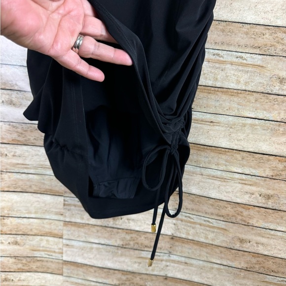 beyond control black one piece swimsuit V-Neck Adjustable Swim dress Size 12NWT - Picture 5 of 6